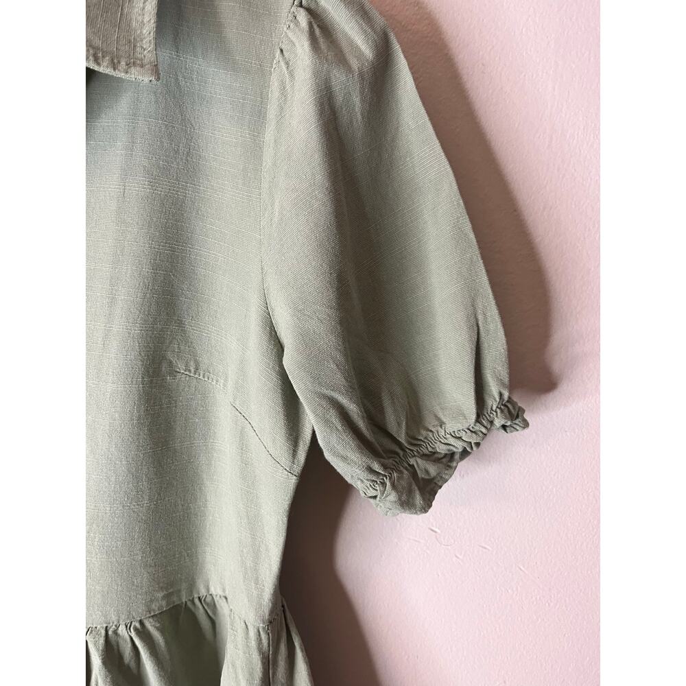 Milkmaid Cottagecore Prairie Short Sleeve Shirt Dress  Green Size S - Picture 6 of 8